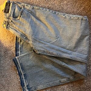 High-Waist Light Wash Denim Midi Skirt